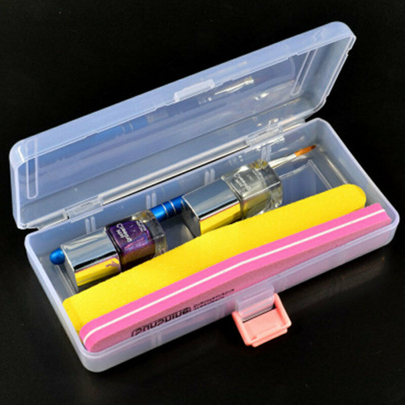 2pcs PVC Nail Art Pen Brush Manicure Pedicure Tools Storage Box Container Case