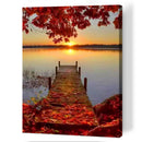 5D DIY Full Round Drill Fallen Leaves Plank Road Diamond Painting Craft A