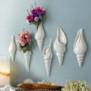 Modern White Ceramic Sea Shell Conch Flower Vase Wall Hanging Home Decor Li W9Z6