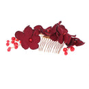 1Pc Bridal wedding bridesmaid red flower hair comb clip hairpin accessories 3C