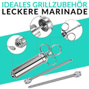 Stainless Steel Turkey Condiment Spice Roast Curing Syringe with 2 Needles Kit