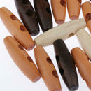 50 Pieces 2 Holes Wooden Horn Toggle Buttons Sewing Clothing Accessories