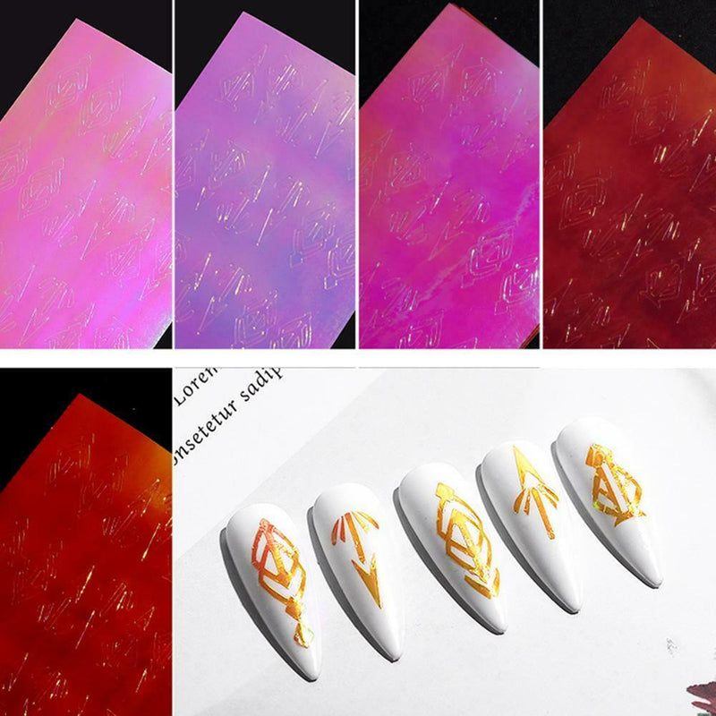 13pcs Nail Art Stickers DIY Fire Flame Holographic Adhesive Tape Manicure Decals