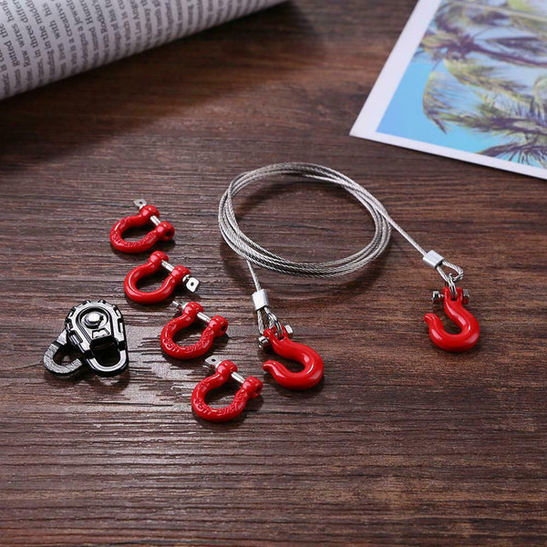 3pcs RC Car Snatch Block Metal Winch Tow Rope for 1/10 RC Crawler Traxxas Axial
