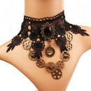 Gothic Steam Machine Gear Lace Crystal Female Necklace Clothing Decorative
