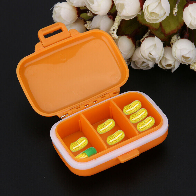 3 Grids Portable Pill Box Medicine Jewelry Storage Case Container(Orange)