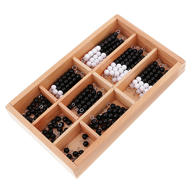 Wooden Tray 1-9 Black White Beads Bars For Kids Children Math Counting Wooden