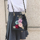 Fashion New Women's Bag Fashion Pure Color Bucket Bag Flowers Small Fresh S