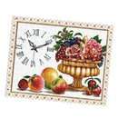 Embroidery Craft Stamped Cross Stitch Kit, Pre-Printed Fruits & Clock Pattern,