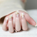 24Pcs Acrylic false french nails full finger nail art cover manicure+2g gel M&E