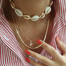 2pcs Boho Necklace Shell Seastar Pendant Choker Women Beach Jewelry Gift