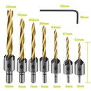 7PCS Countersink Drill Bit, Titanium Plating Drill Bit Set Wood Drill Set W