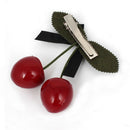 Ladies Cherry Design Bow Decor Metal Alligator Hair Clip Barrette Red