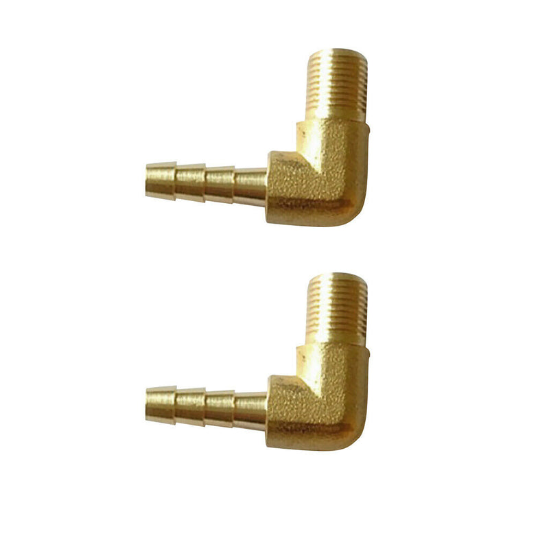 2x1/8 BSP To 8mm Brass 90 Degree Male Elbow Barbed Hose Tail Pipe Gas