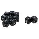 Set of 10 D6 Dice Six Sided Die Black with White Numbers for Dice Game 16mm