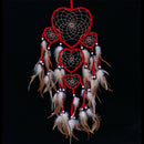 Red Dream Catcher Net with Feather Bead Wall Hanging Decoration Car Ornamen FT