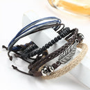 Angel Wings Feather Bracelets Alloy Multilayer Rope Leather Beads Bangle Jewe Ew