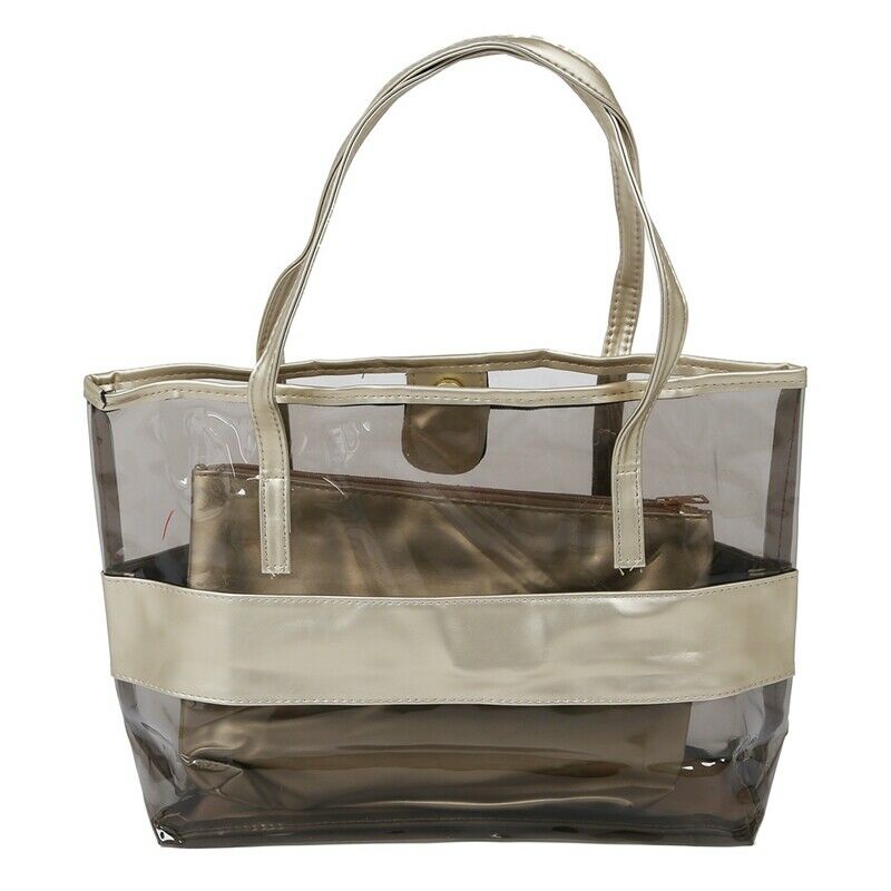 Waterproof Half Transparent Hand Bag, PVC Beach Bag and Polyester with Smal D1T1