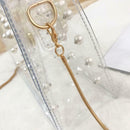 Pearls Clear Shoulder Handbags PVC Women Crossbody Top-handle Bags (White)