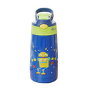 400ml Kid Spill-Proof Sippy Vacuum Cup with Straw School Outdoor Dark Blue