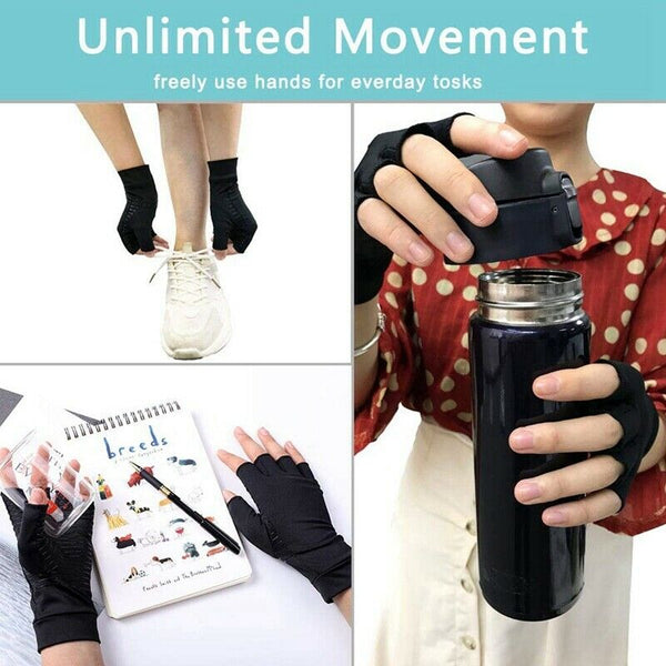 Copper Infused Compression Arthritis Gloves for Men & Women, Fingerless Car J7C2
