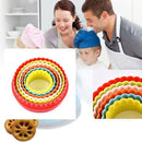 6X Colorful Double Sided Plain/Crinkle Round Cookie kitchen Cutters Tool US
