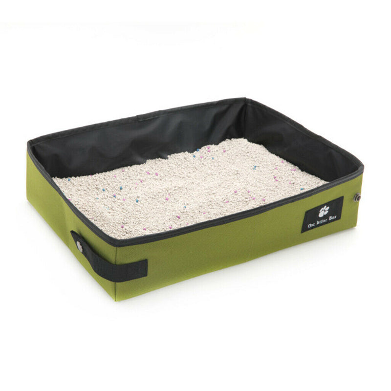 Pet Cat Litter Waterproof Box Kitty Toilet Seat Collapsible Toilet Green S