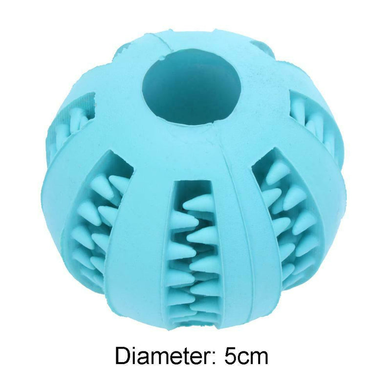 5cm Pet Toys Rubber Interactive Ball Dog Chew Tooth Cleaning(Lake Blue)