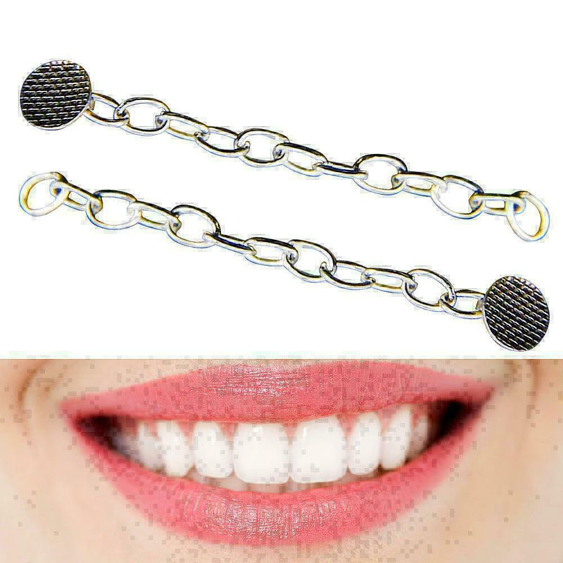 2pcs Dental Orthodontic Traction Chain Round Buttons with Chain Super Q3W2 Z0T1