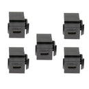 High Speed USB-C Type-C Keystone Wall Jacks Adapter Plastic 5Gbps( Black, 5 Pack