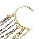 Women Fashion Punk Rock Leaf Chain Tassel Dangle Ear Cuff Wrap Earrings Ear Clip