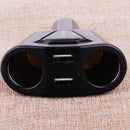 BLACK Car LCD Cigarette Lighter Socket Splitter 2 Dual USB Charger Power Adapter