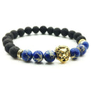 Handmade Lava Rock Bracelet Natural stone Beads Buddha lion Head Agate Beaded â„–[