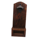 Club Pub Rustic Wooden Wall Hanging Bottle Opener W/ Cap Catcher Holder
