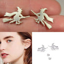 2018 Fashion Women Witch Broom Ear Studs Earrings Halloween Jeweley Gothic Gift