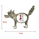 Cute Cartoon Wolf Hat Shape Breastpin for Women Hollow Out Brooches Jewelry