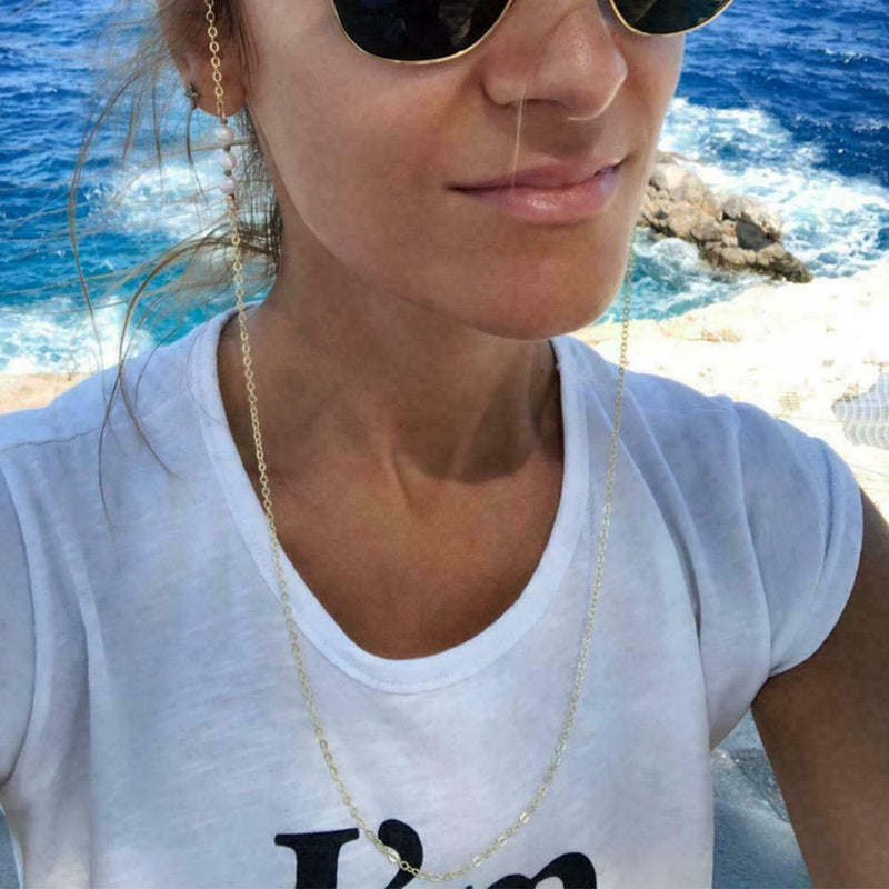 Sunglasses Round Beads Glasses Chain Rope Holder Neck Necklace Literary Eye K4Q8