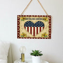 Wooden Hanging Flower Sign Board Independence Day Rectangle Wall Decor Gift