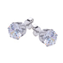 Stainless Steel Round Womens Stud Earrings Cubic Zirconia Inlaid 3mm-8mm 6 PaMO