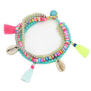 Fashion Multi-Layer Beads Strand Shell Bracelet Summer Beach Holiday Jewelr