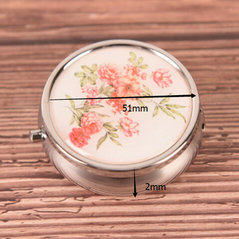 Flower Pill Case Metal Organizer Portable Pill Box Makeup Container RS LYNMCA TO