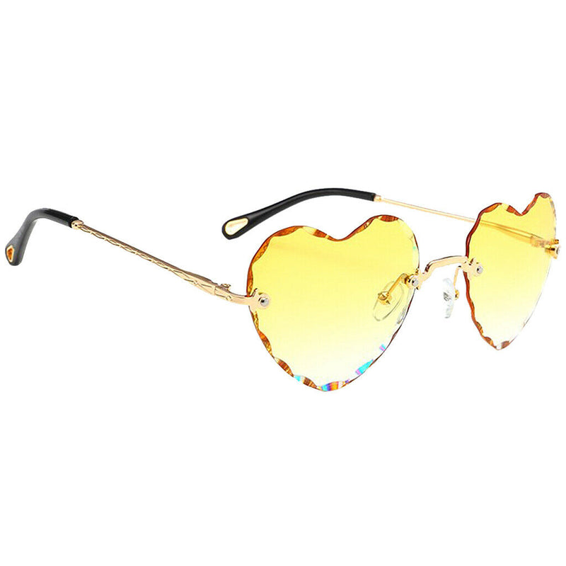 Set of 5 Heart Frame Rimless Sunglasses Classic Tinted Lens Eyewear Shades