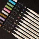 10X Metallic Paint Pen Marker Glass Painting Ceramic Porcelain Rock Wood Kit J8