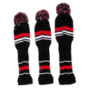 3Pcs Golf Club Pom Pom Head Cover Knit Cover For Driver Fairway Wood Covers Red