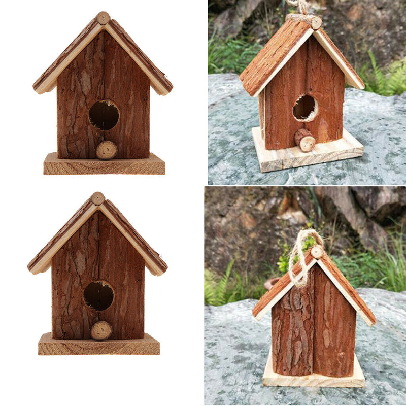 Set of 2 Hanging Wooden Bird Houses Cage for Parrot, Canary or Cockatiel or