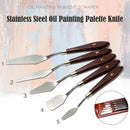 5Pcs Red Brown Handle Stainless Steel Oil Painting Palette Knives Scraper Tools