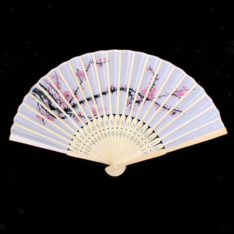 Japanese Bamboo Plum Blossom Folding Hand Held Fan Pocket Fan Wedding Decor
