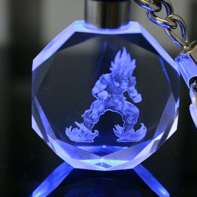 Dragon Ball Z Saiyajin Son Goku Trunks Crystal Key Ring Chain LED Light Pendant