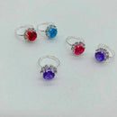 36pcs Colorful Rhinestone Gem Rings in Box, Adjustable Little Girl Jewel Ri