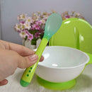 3pcs Toddler Baby Feeding Sucker Bowl with Spoon Green Lid Tableware